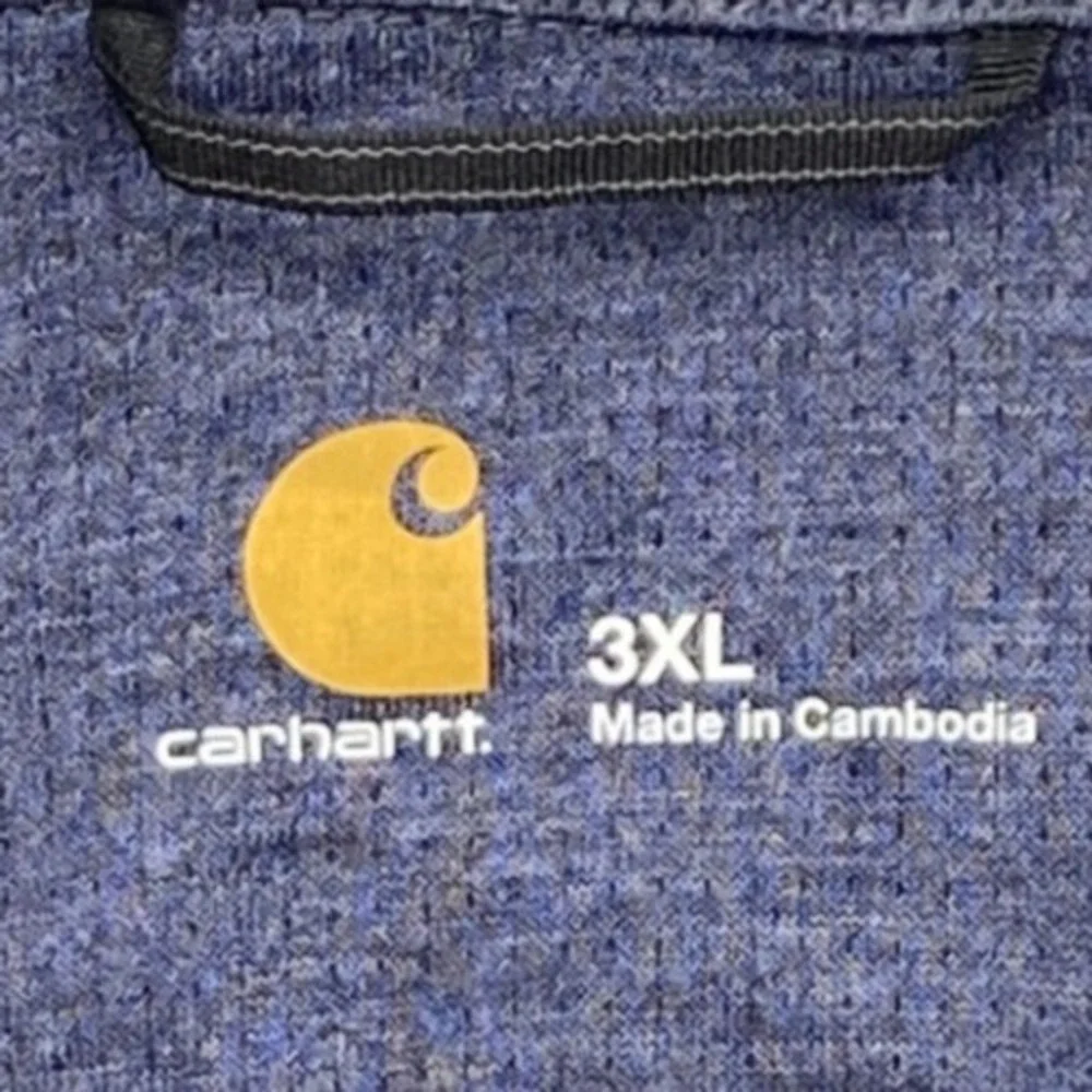 Carhartt Base Force Mens 3XL Blue Heathered Poly-Wool Blend 1/4 Zip Thermal